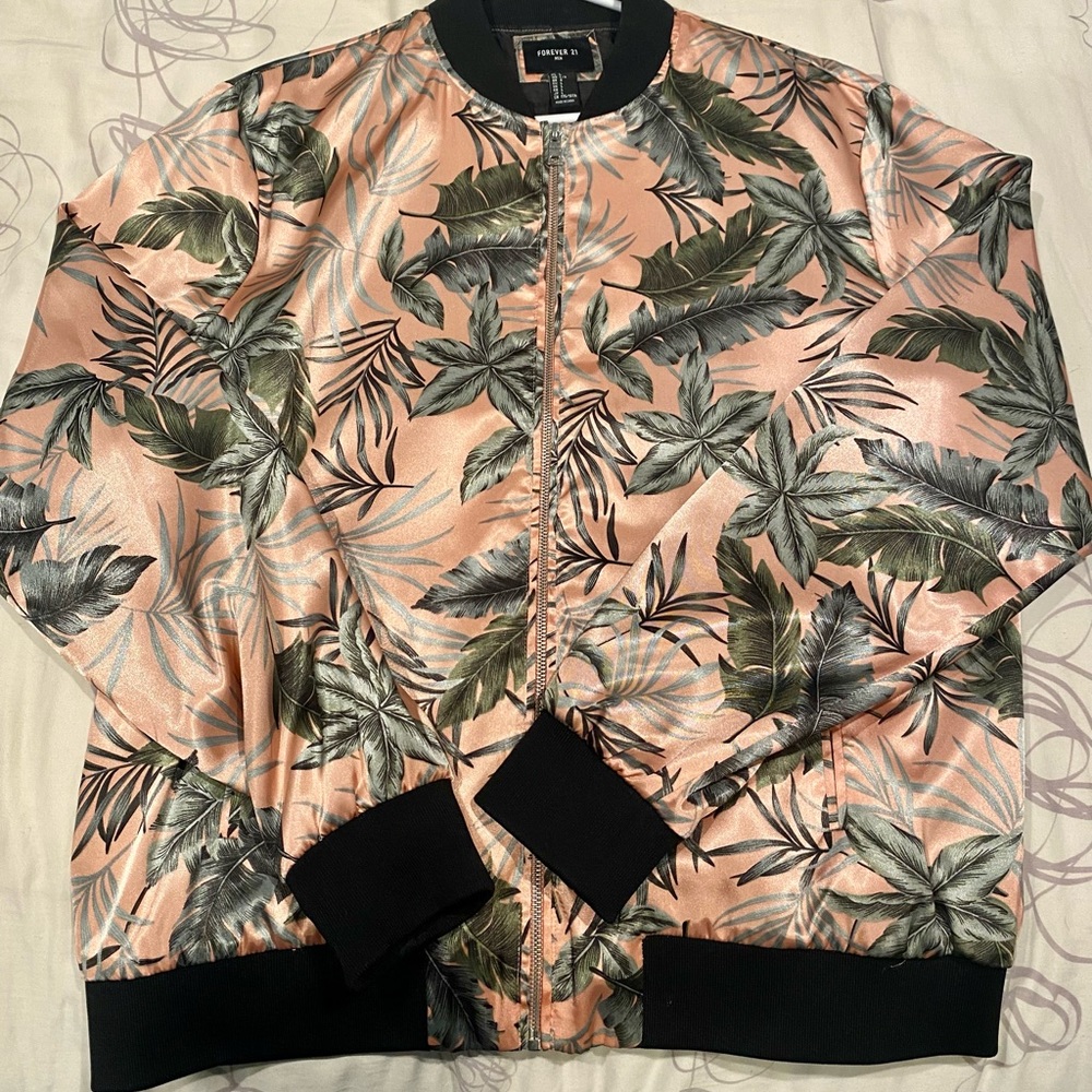 Mens large floral forever 21 zip up jacket